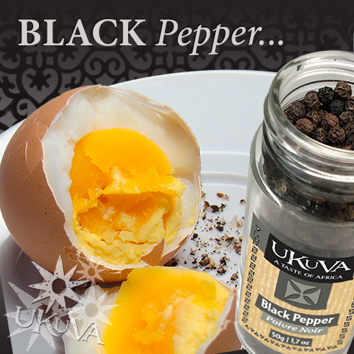 Cracked boiled egg with black pepper