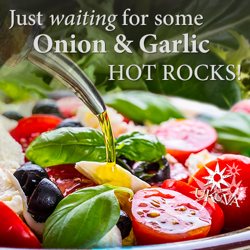 Caprese Salad waiting for Ukuva Onion & Garlic Hot Rocks