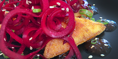 Fried Halloumi with Beetroot Salad and Ukuva Sweet Ginger Hot Drops
