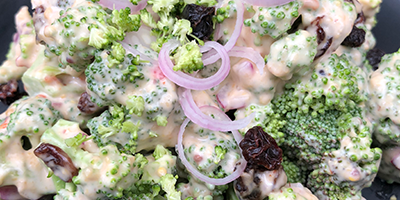 Broccoli & Red Onion Salad with Pepperdrop Mustard
