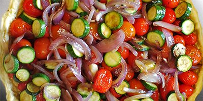 Tomato & Courgette Tart with Sweet Ginger Relish