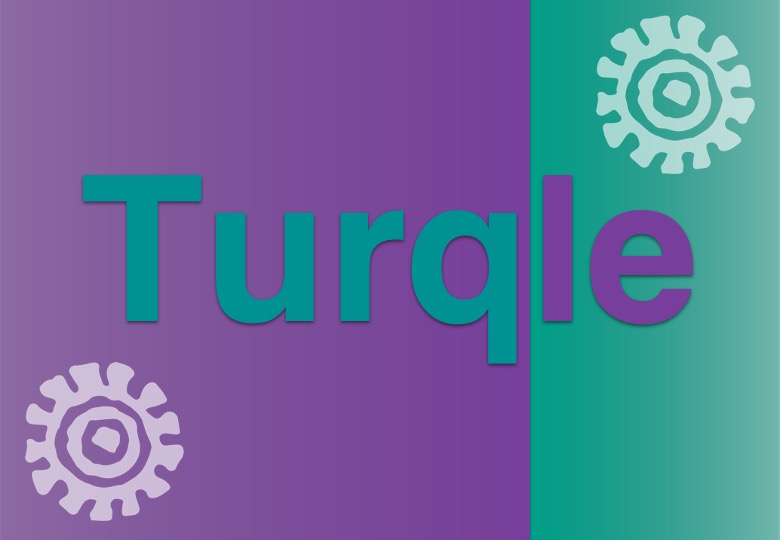 Turqle on Purple and Turquoise background