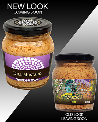 Old & New Label faces for dill mustard.