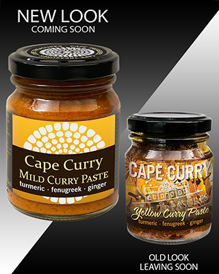 Old & New Label faces for Yellow Curry Paste.