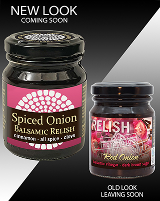Old & New Label faces for Spiced Onion Relish